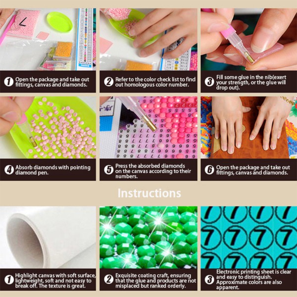 Bộ tranh đính đá 5D tự làm hình công đẹp mắt kèm phụ kiện