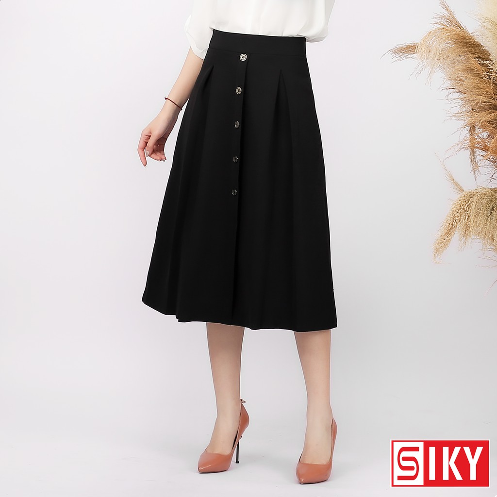 Chân váy công sở dáng dài 5 cúc hàng mới- SIKY CV02