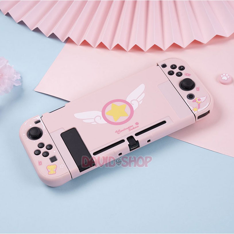 Bộ ốp lưng + case Joy-Con + cường lực có viền cao cấp chủ đề Cardcaptor Sakura cho Nintendo Switch