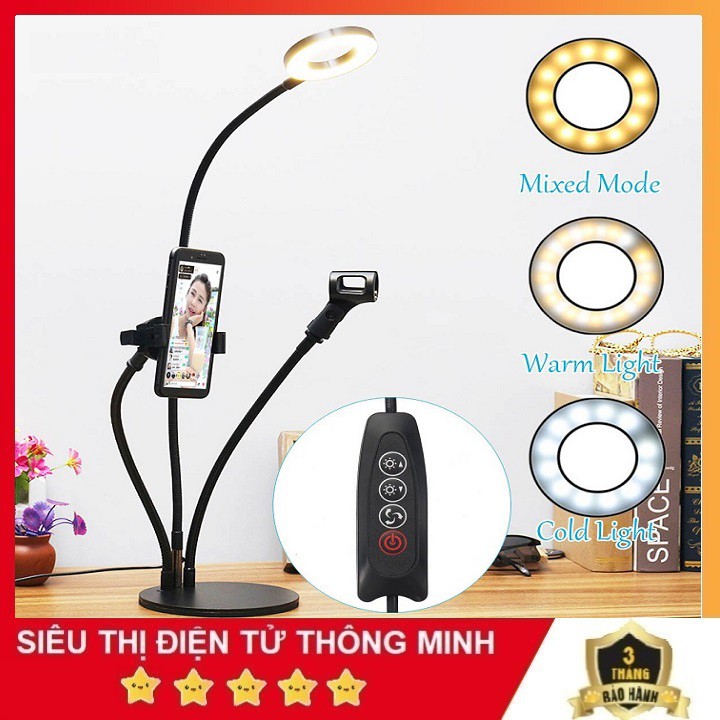 Giá Đỡ Điện Thoại Micro LIVESTREAM 3IN1, Giá Đỡ Điện Thoại 3 in1, Kèm Đèn LiveStrem Siêu Tiện Dụng