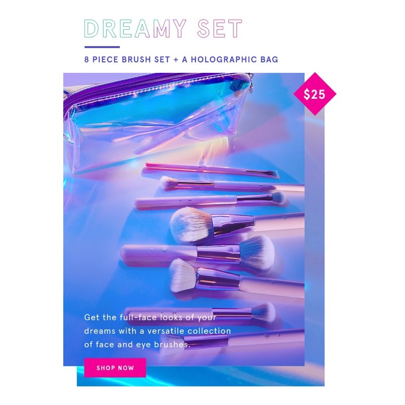 Bộ cọ Bh Cosmetics Opallusion Dreamy 8 Piece Brush Set Bh cosmetics bh cosmetic bh cosmetics bộ cọ trang điểm set cọ BH