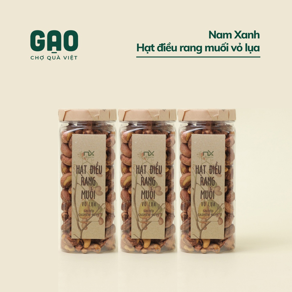 Hạt điều rang muối vỏ lụa - Nam Xanh - Hộp 250g