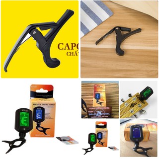 COMBO Máy tuner chỉnh dây đàn + Kẹp capo guitar hợp kim nhôm