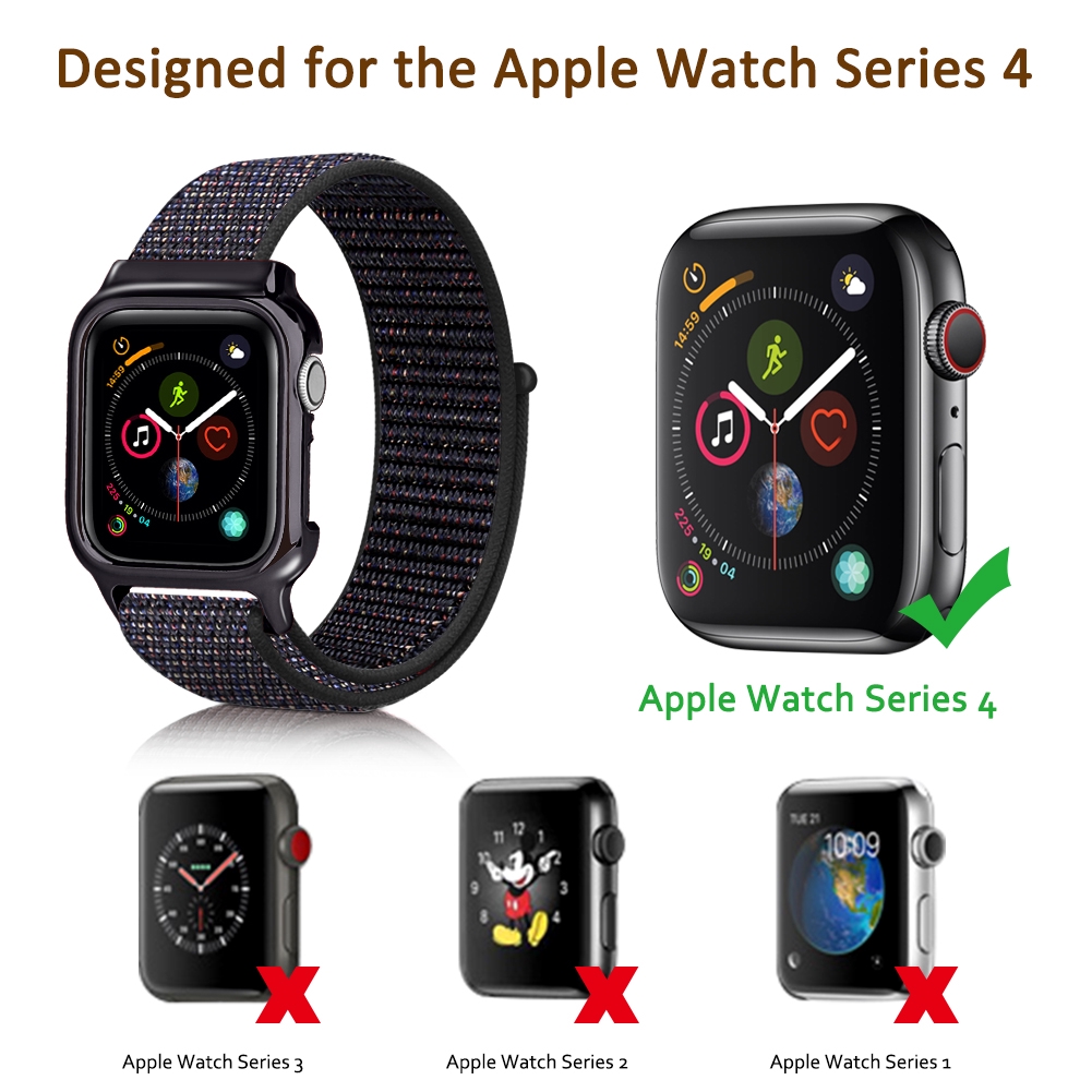 Vỏ bảo vệ kèm dây đeo nylon cho đồng hồ thông minh Apple Watch dòng thế hệ 4 5 40mm 44mm