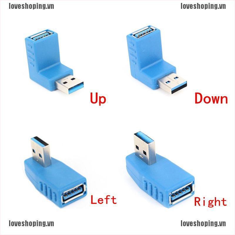 Đầu Nối Dài Usb 3.0 A Male Sang Female 90 Độ
