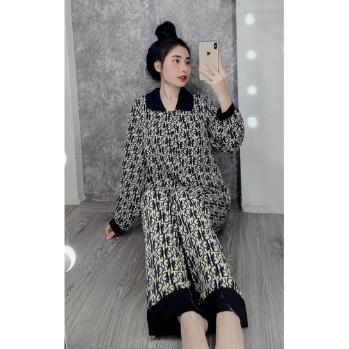 Bộ Lụa Cổ Sen Tay Dài