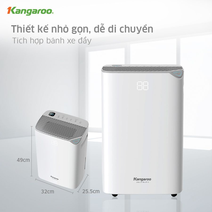 Máy hút ẩm kangaroo KGDH20 - Công suất 345W, 20L/ngày bảo hành 12 tháng