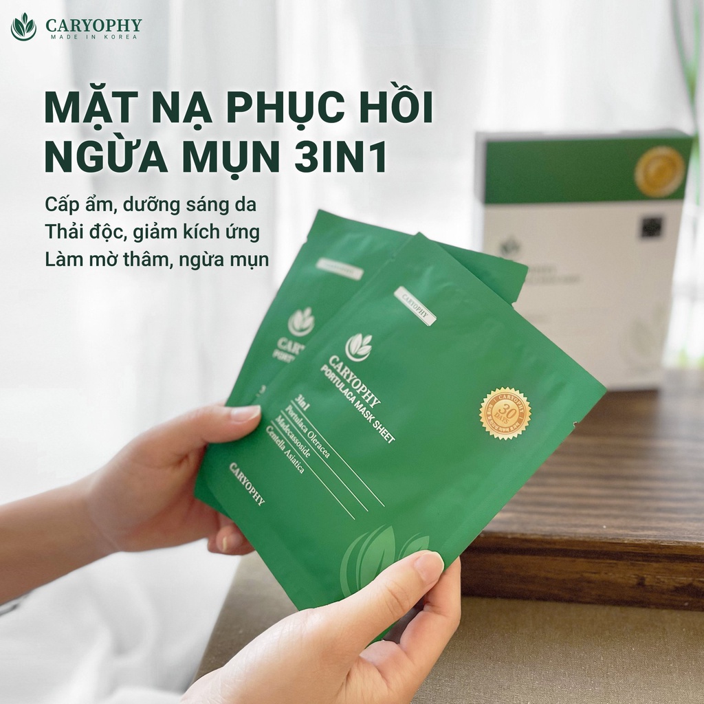 Mặt nạ giấy hàn quốc dưỡng da dưỡng ẩm cho da dầu mụn ngủ caryophy 22g