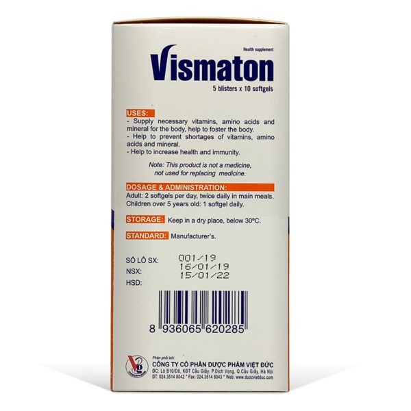 Viên bổ Vismaton- Bổ sung dưỡng chất giúp tăng cường sức khỏe, nâng cao đề kháng