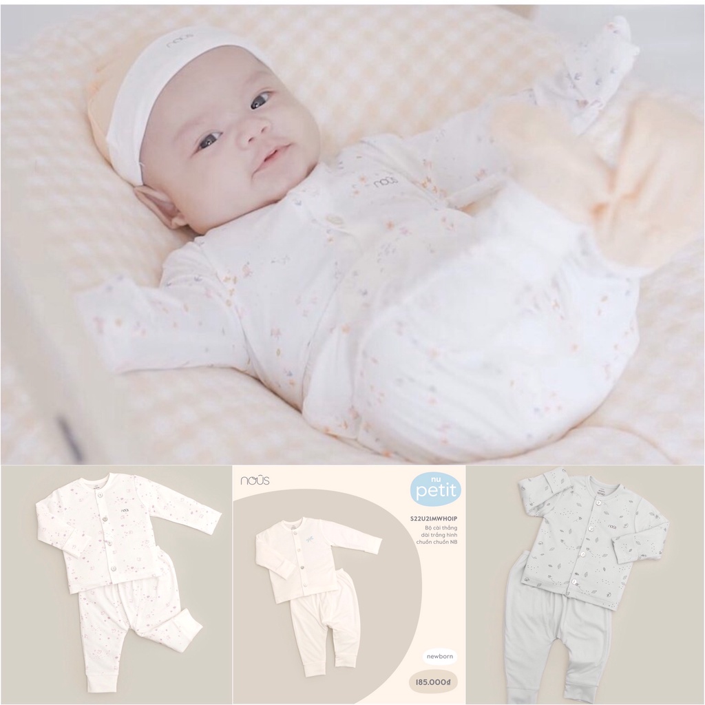 [CHÍNH HÃNG] Bộ dài tay cài thẳng sơ sinh vải petit/nu air mềm mại W621S1 Nous