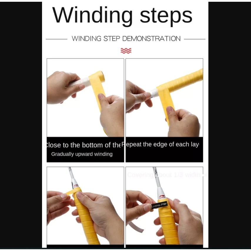 Quấn cán vợt cầu lông Lining AXSF002 Chính hãng, thấm hút mồ hôi siêu bám êm tay