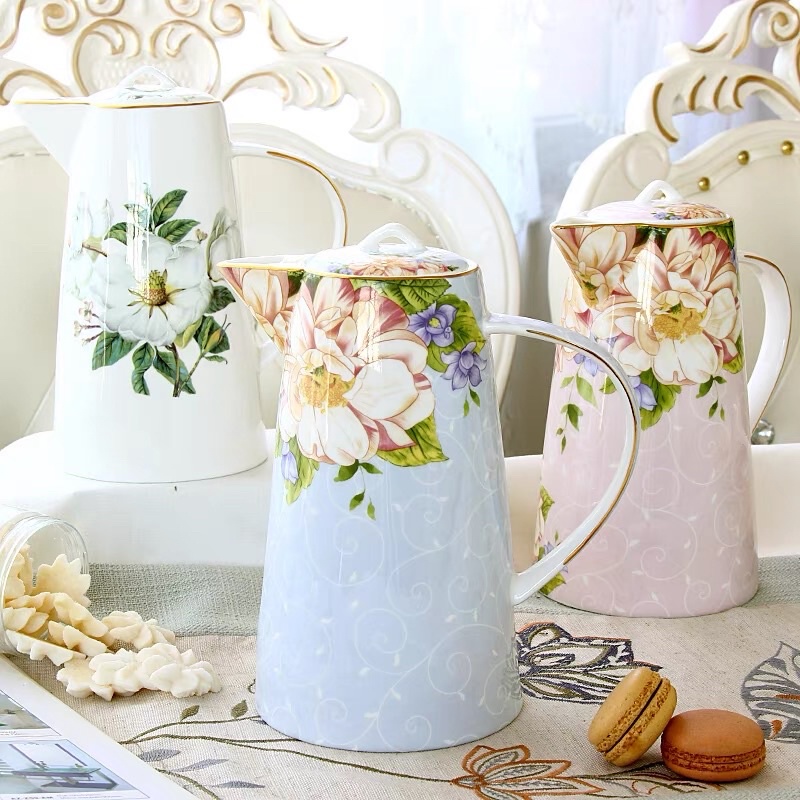 Bộ Ấm Chén, Bộ Bình Pha Trà 2 Màu Xanh, Hồng Kèm Giá Úp Cốc Và Khay