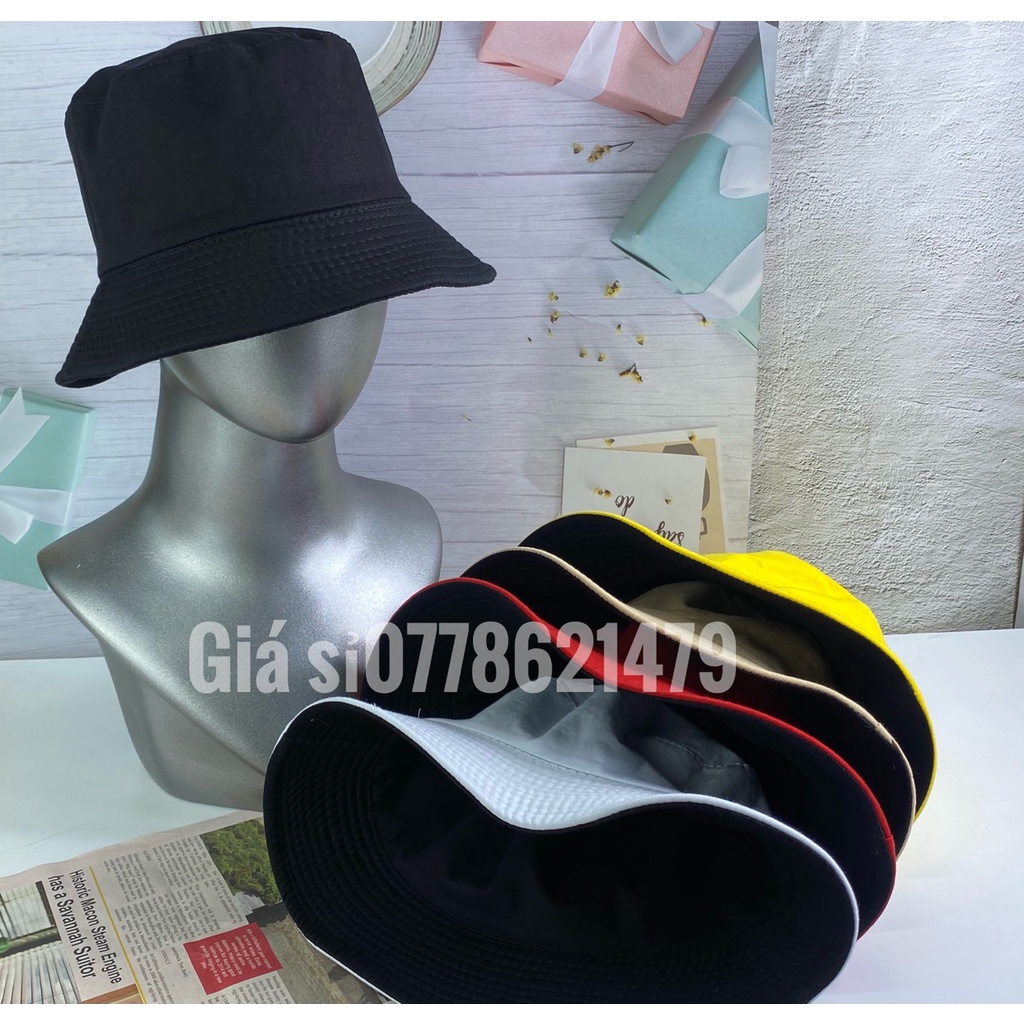 Nón bo tai bèo - mũ vành bucket trơn 2 mặt thời trang (hình thật shop tự chụp)