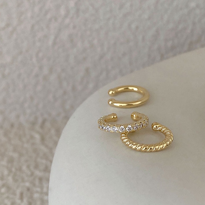 Set 3 Khuyên Tai Tròn Đính Đá Thời Trang Nữ