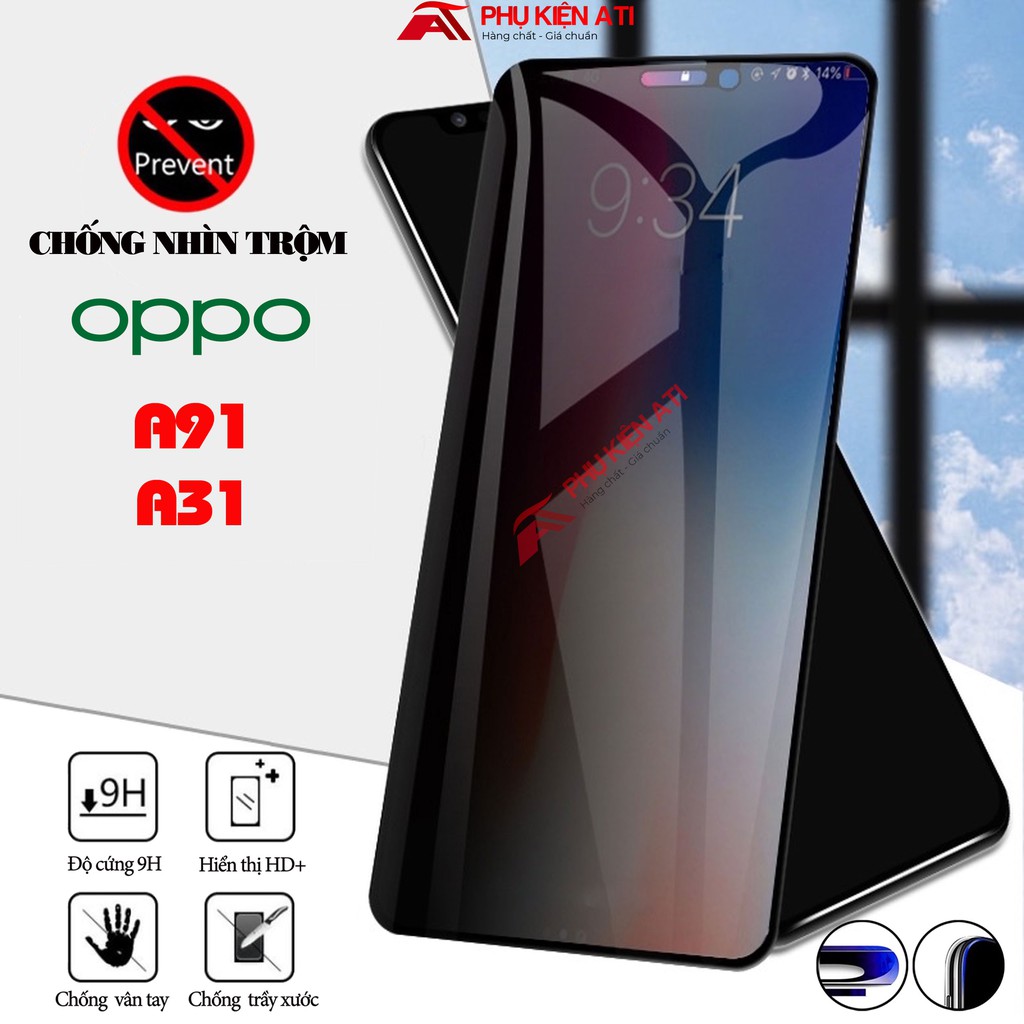 Kính cường lực Oppo A91 / A31 Chống nhìn trộm-Bảo vệ sự riêng tư-Dày dặn,cứng cáp,chống trầy