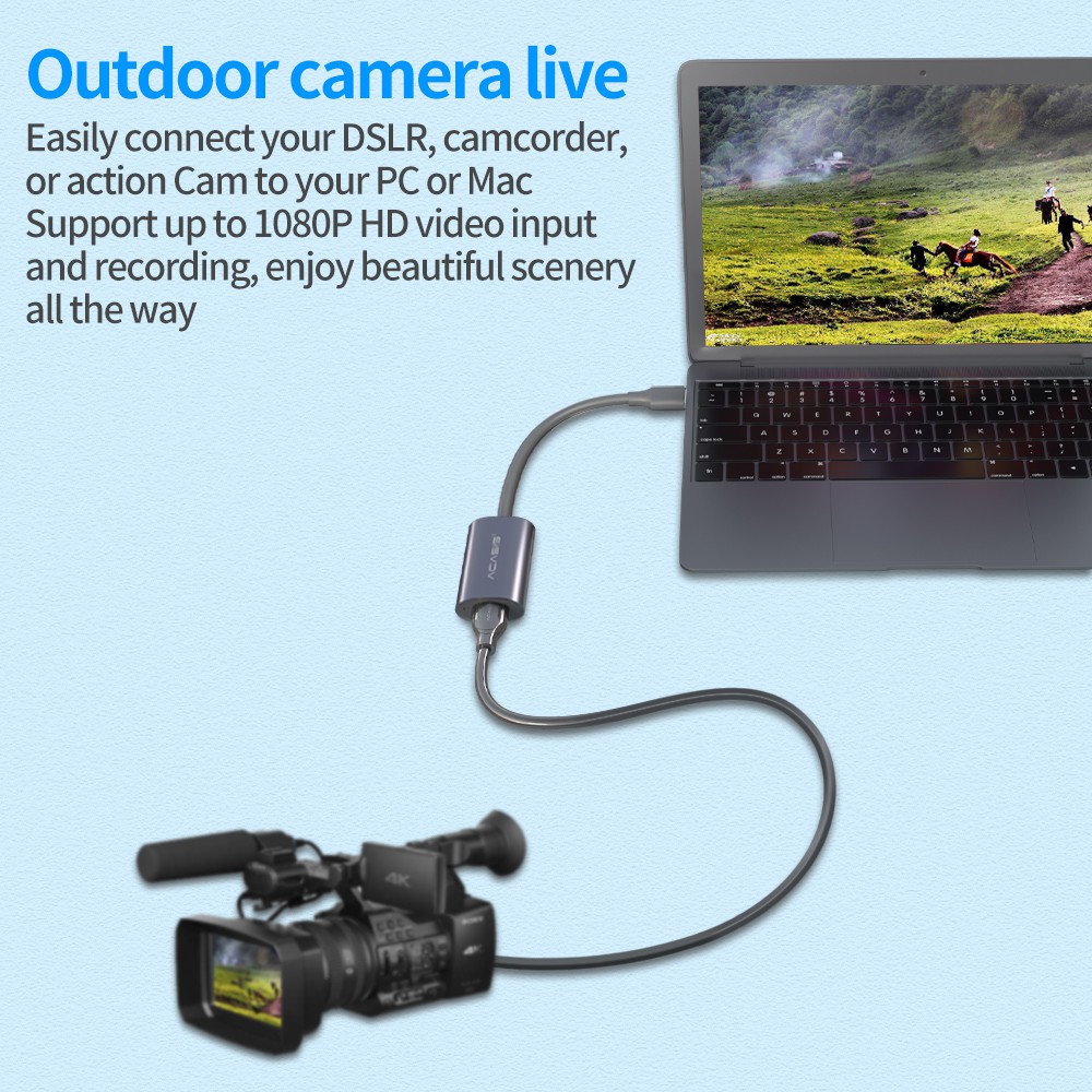 Capture HDMI sang USB HD1080P60hz chuyên dùng live stream máy ảnh, điện thoại,ipad vào PC