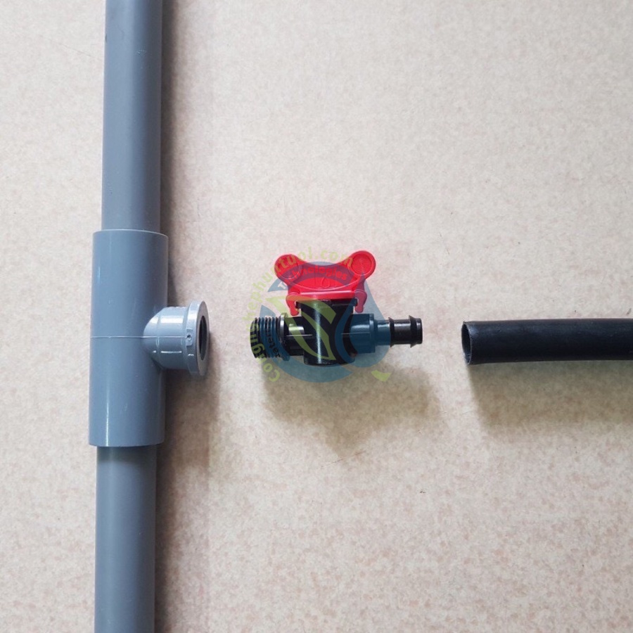 Van khoá ren 21, van chặn nước ren 21 ra ống mềm LDPE 16, 20