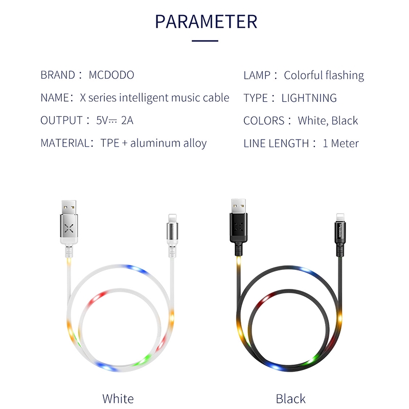 Cáp Sạc Có Đèn Led Cho Iphone Xs X 8 7 6