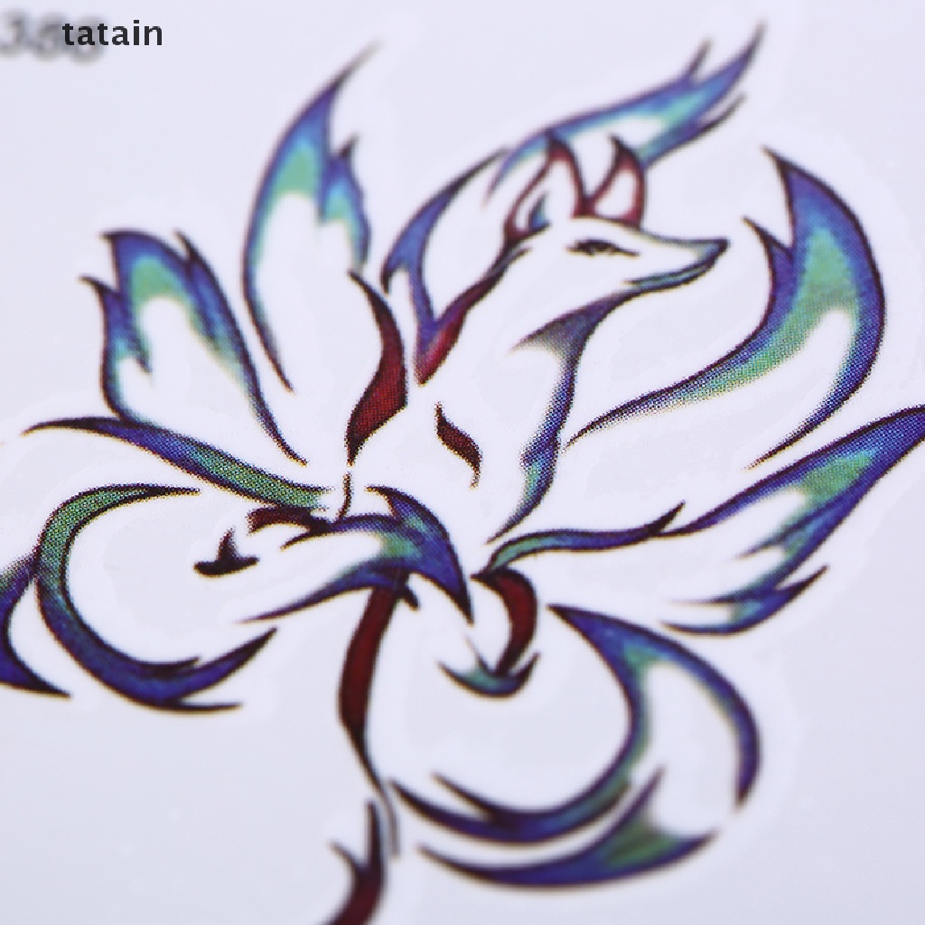 [TAT] Waterproof Temporary Tattoo Stickers Nine Tail Fox Water Transfer flash tatoo CVX