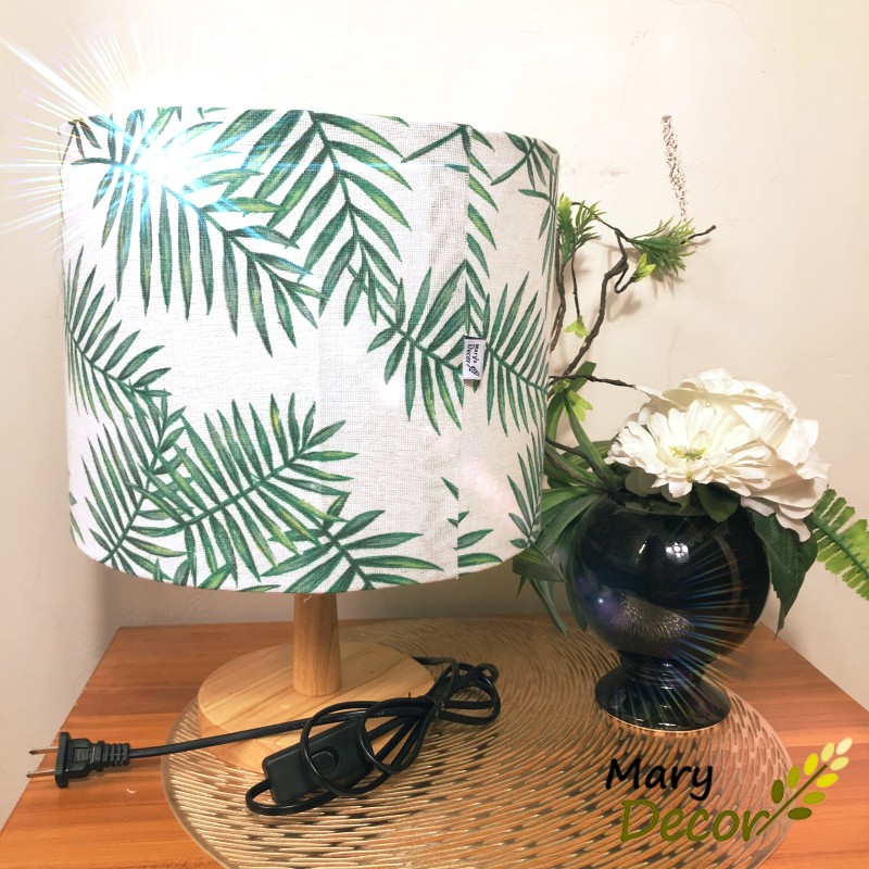 Đèn ngủ Mary Decor, đèn ngủ trong phòng chân gỗ nhỏ, chao vải canvas hiện đại - LÁ CỌ KIM -DB-B08