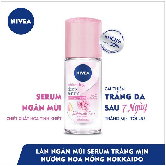 Lăn serum ngăn mùi NIVEA trắng mịn hương hoa hồng Hokkaido (40ml) | BigBuy360 - bigbuy360.vn