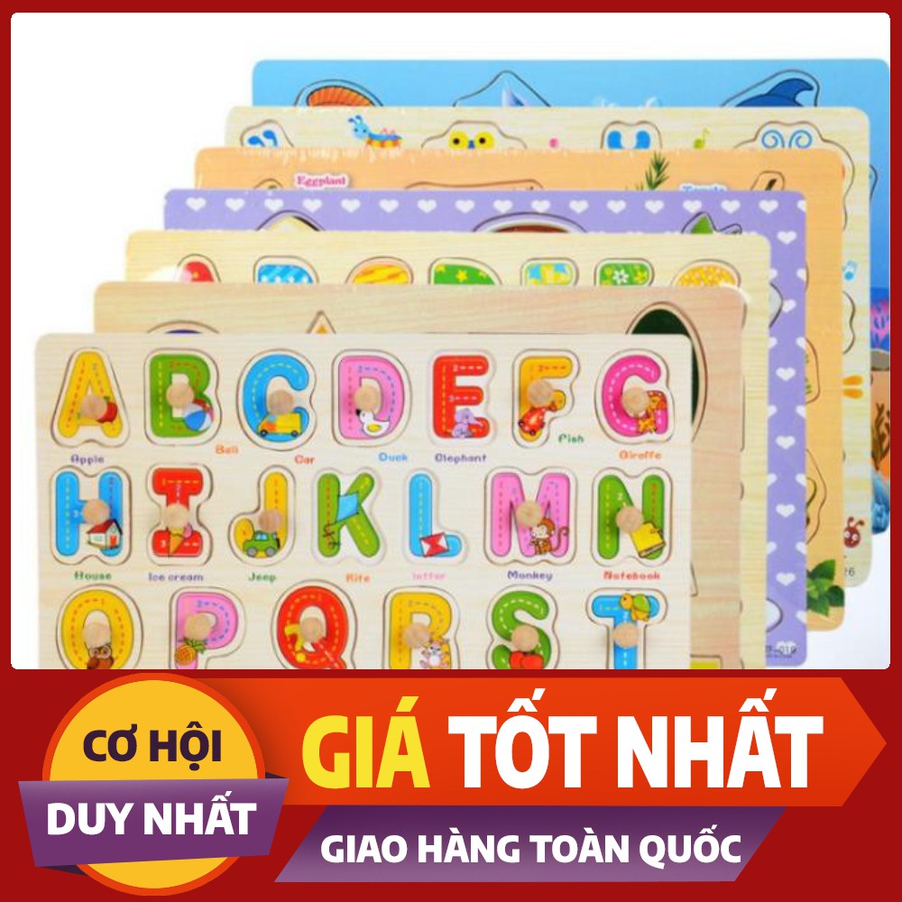 Đồ chơi gỗ cho bé Bảng chữ cái Tiếng Anh có núm gỗ - 26 chữ cái