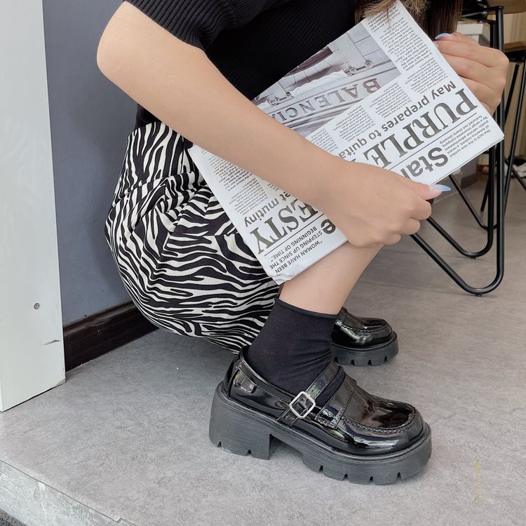 Giày Da Đế Dày Mũi Tròn Phong Cách Retro Nhật Bản | BigBuy360 - bigbuy360.vn