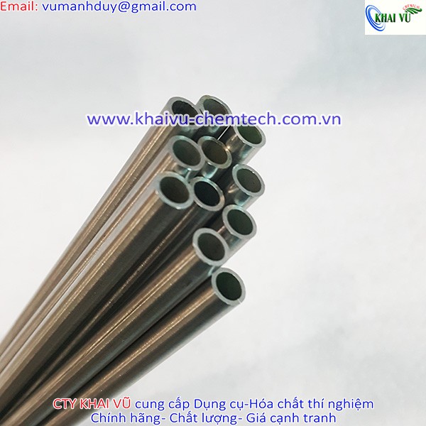 1 cái Ống dẫn hóa chất chất lỏng (ống mao dẫn) bằng INOX dày 1mm dài 25cm phi trong 0.6cm phi ngoài 0.8cm