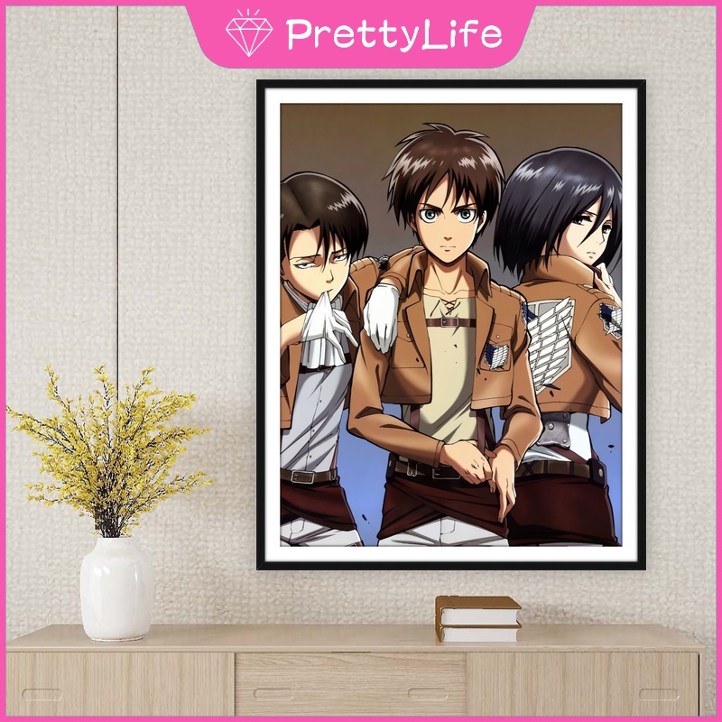 Bộ Tranh Đính Đá 5D Họa Tiết Hoạt Hình Attack on Titan Kích Thước 40x50cm DIY Dùng Trang Trí Nhà Cửa