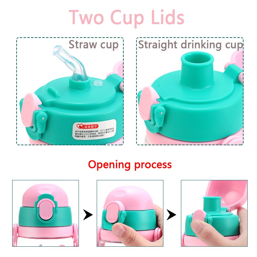 Bình Nước 550ml Kèm Ống Hút + Bình Nước Họa Tiết Disney Frozen Dễ Thương Cho Bé