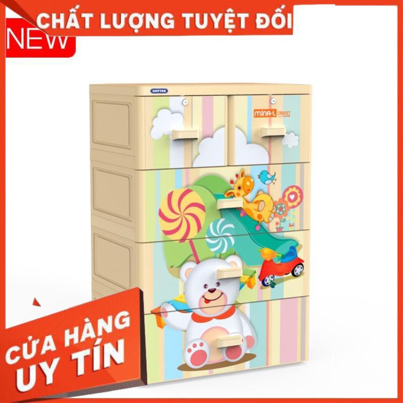 [FREESHIPXTRA] TỦ NHỰA DUY TÂN Mina L HỒNG  4 tầng 5 ngăn - .