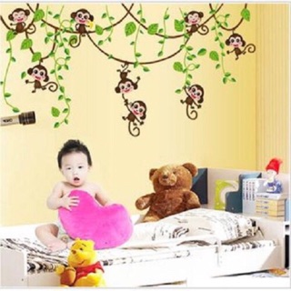 Decal dán tường 5 chú khỉ