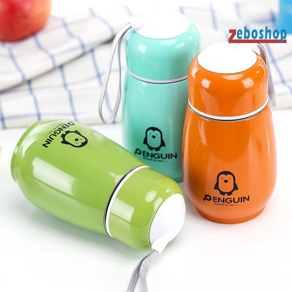Bình Nước Giữ Nhiệt 180ml Bằng Thép Không Gỉ Hình Chim Cánh Cụt