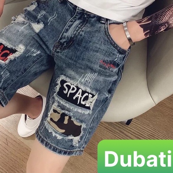 QUẦN SỌT SHORT LỬNG JEAN NAM CHẤT BÒ XANH THÊU KIỂU MỚI CAO CẤP- DB-190- DUBATI FASHION