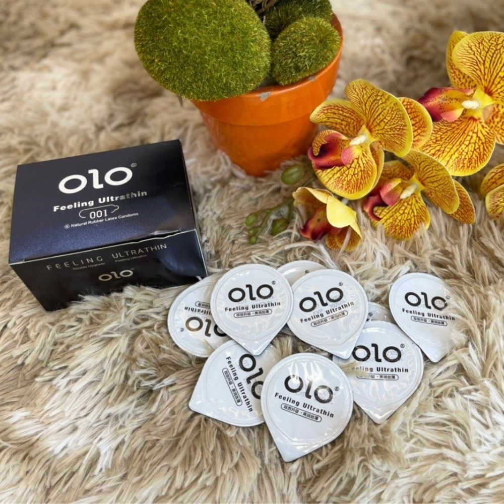 Bộ 2 hộp bao cao su OLO đen, bao cao su OLO Feeling Ultrathin, BCS siêu mỏng NAMKAMY BS03