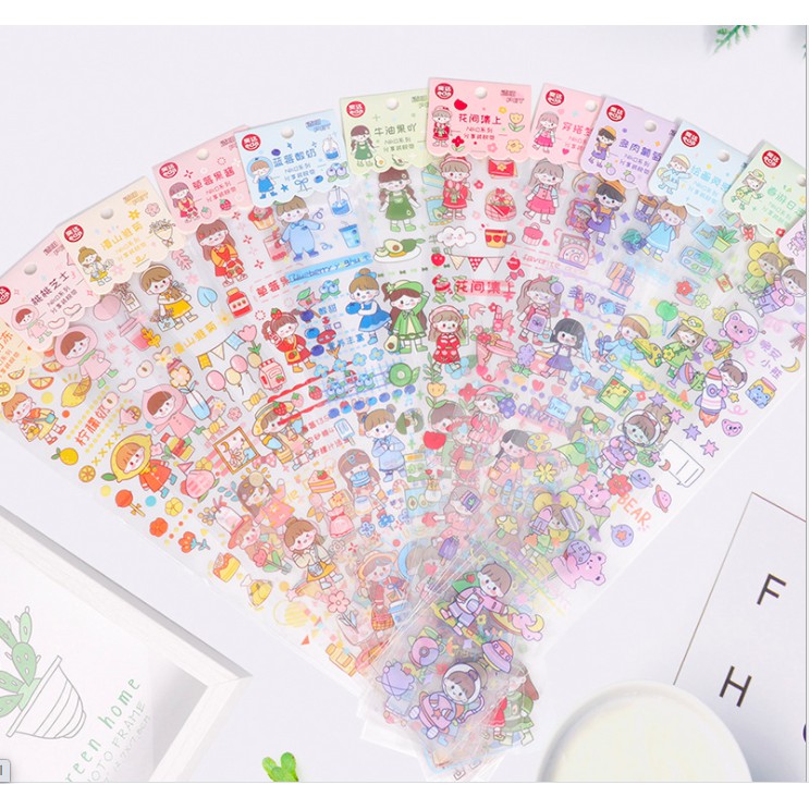 Hình dán Sticker dài nhiều hình 1 tấm - Phụ kiện Hani