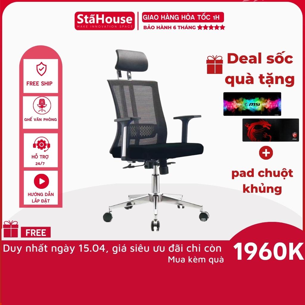 Ghế Công Thái Học Văn Phòng Ngả Lưng Thư Giãn Stahouse GVP J098, Ghế Làm Việc Nệm Bọc Mút Xốp Cao Cấp