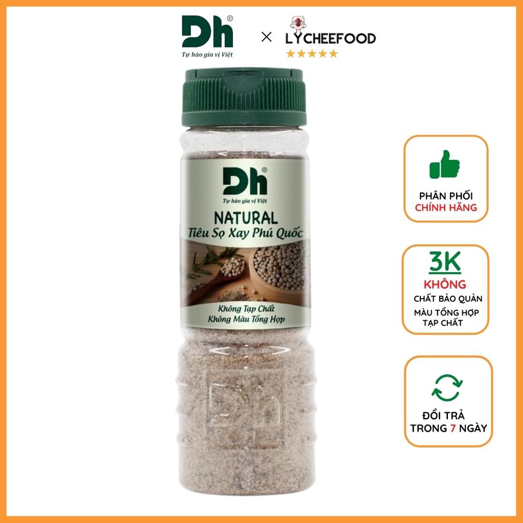 Tiêu sọ xay Phú Quốc Natural DH Foods chế biến thực phẩm 45gr/80gr - Chính Hãng