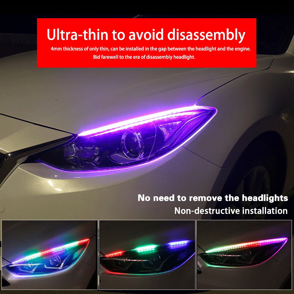 Dải đèn LED tính hiệu DRL RGB điều khiển từ xa trang trí xe hơi