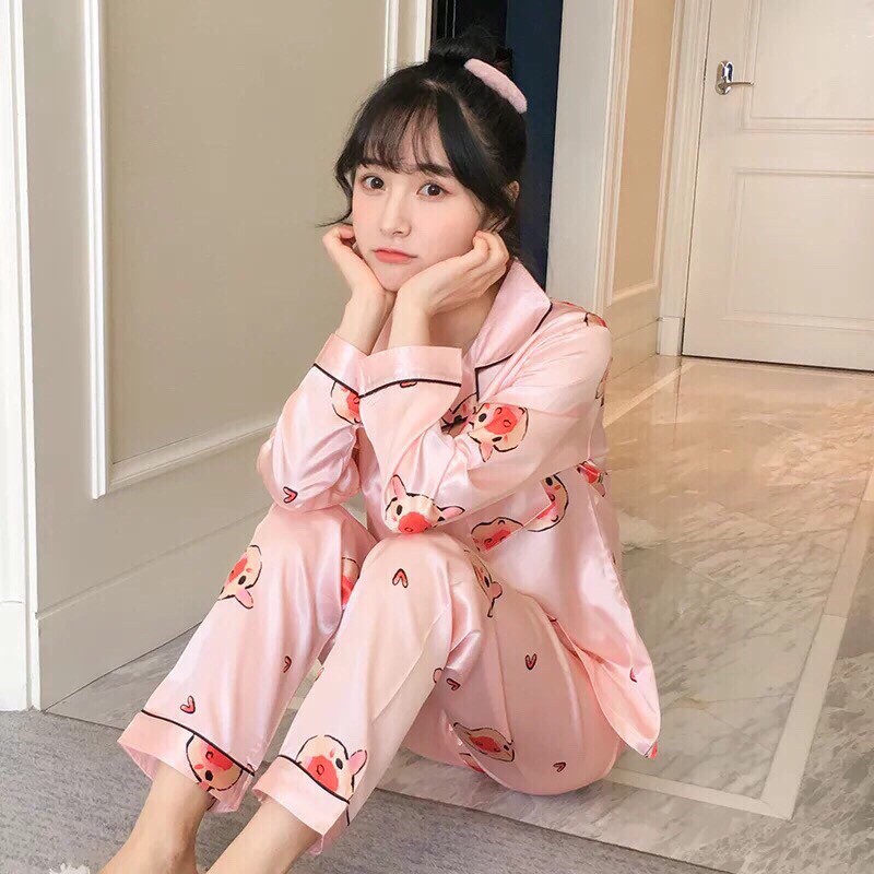 (CHUYÊN SỈ)Bộ ngủ phi lụa phối PIJAMA