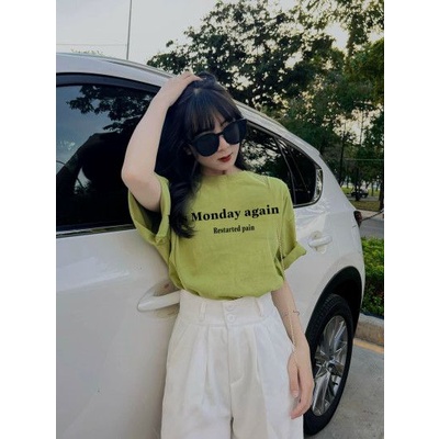 Áo phông chữ Monday sáng tươi cá tính fom rộng