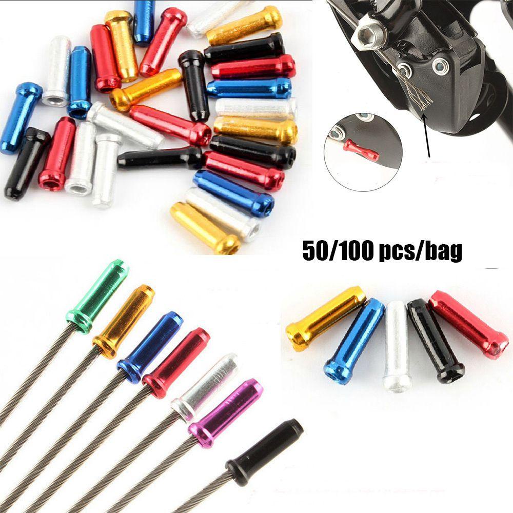 MUVAKO Set 50 / 100 Đầu Nối Dây Phanh Xe Đạp Bằng Hợp Kim Nhôm Chất Lượng Cao