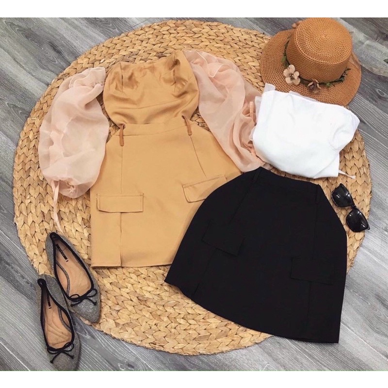 G1-Set áo cup ngực , chân váy kaki