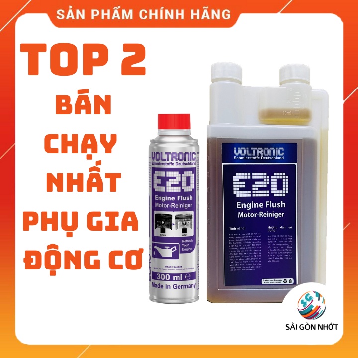 [NGUYÊN CHAI] Dung dịch súc rửa động cơ VOLTRONIC E20 ENGINE FLUSH 300ml, 1L