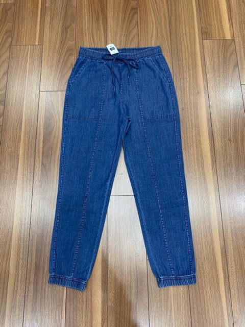 QUẦN JEANS NỮ BAGGY BO LAI RÚT DÂY CHẤT JEANS LỤA MỀM