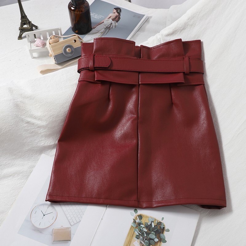 Chân váy da cạp siêu cao kèm đai | BigBuy360 - bigbuy360.vn