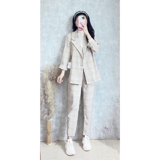 vest caro quần dài