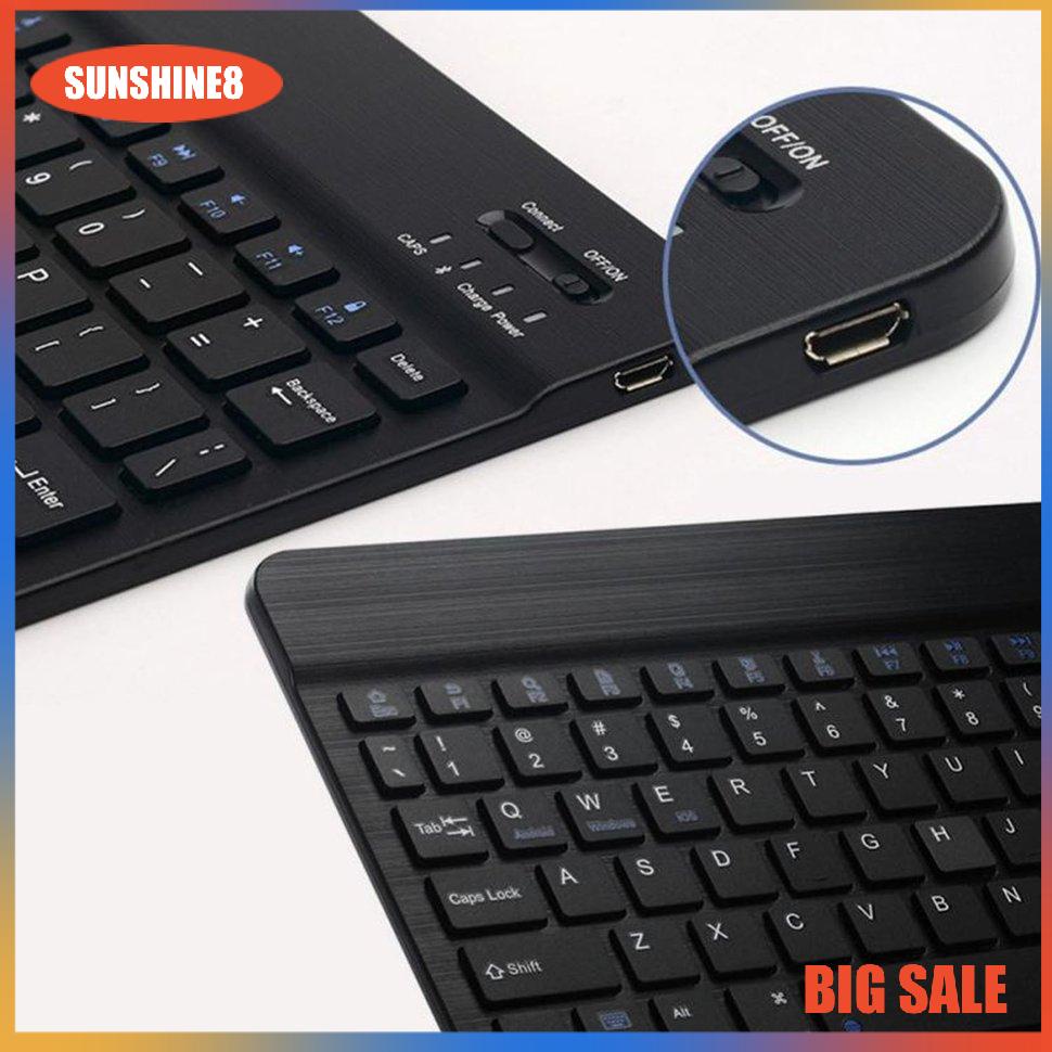 【SUN】Bàn phím không dây Ultra Slim 7 màu LED Backlit Có thể sạc lại Bàn phím 7 inch