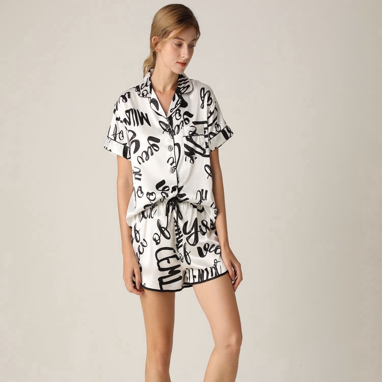 Bộ đồ ngủ ngắn tay giả lụa thời trang hè cho nữ