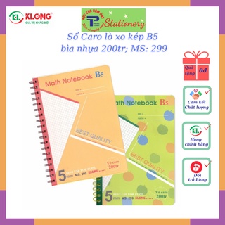 Sổ klong caro lò xo kép b5 bìa nhựa 200tr; ms: 299